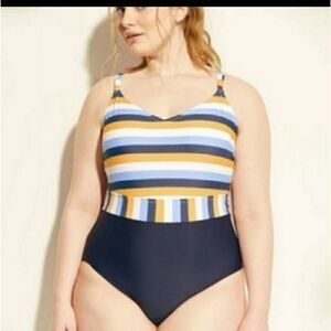 Beautiful navy, yellow and white Kona Sol swimsuit